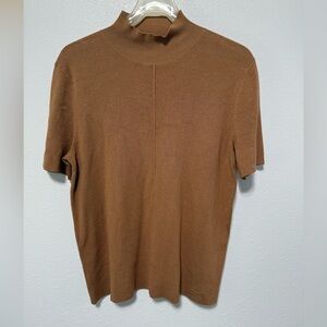 Tahari Brown Short Sleeve Sweatshirt